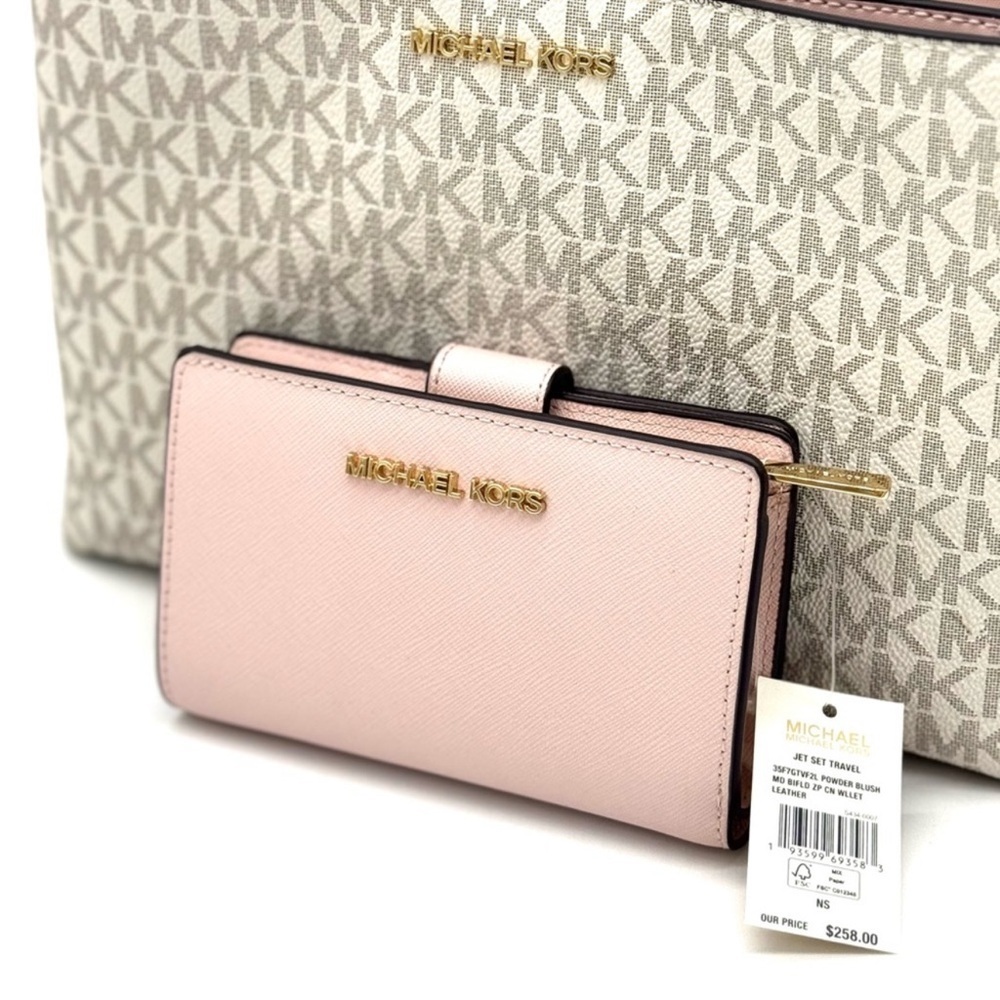 Michael Kors Trisha Triple Compartment Crossbody Bag & Bifold Zip Chain Wallet - Picture 11 of 13